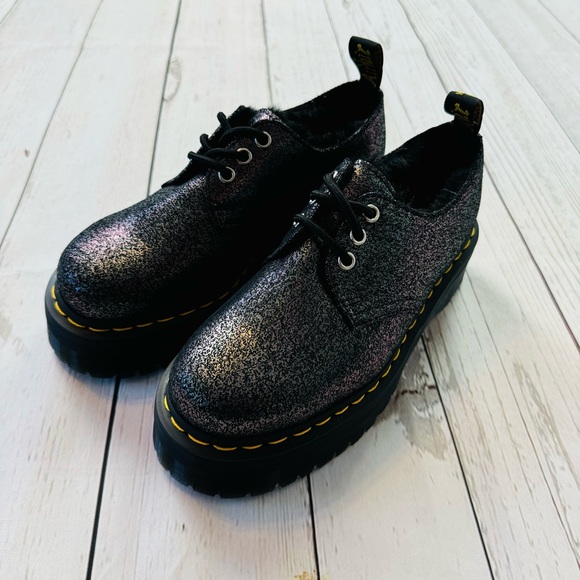 Dr. Martens Shoes - Dr Martens Women’s Holly Platform Retro Quad Gunmetal Shoes Size 7